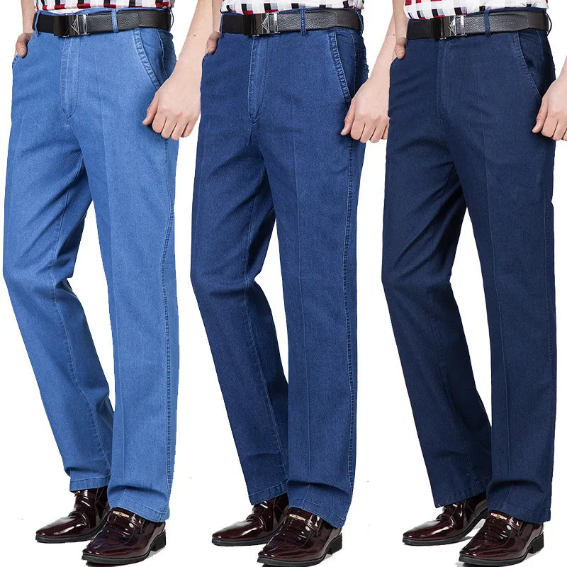 Men's jeans Autumn & Winter High-waisted Elastic Business Jeans Casual Trousers Mens Jeans Plus size 29-40-Dollar Bargains Online Shopping Australia