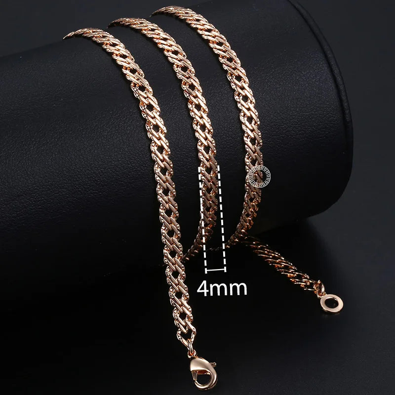 Necklaces for Women Men 585 Rose Gold Color Curb Link Chain Necklace-Dollar Bargains Online Shopping Australia