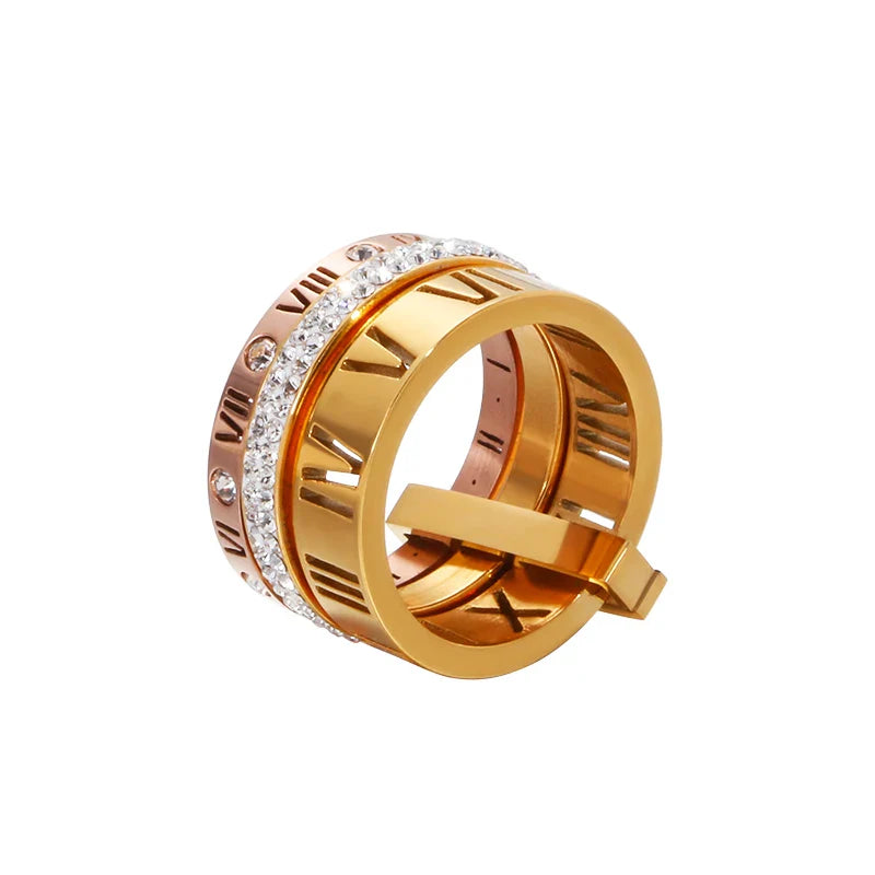 Roman Numerals Engagement Wedding Rings For Women Stainless Steel S Rose Gold Color Ladies Luxury Ring Bohemian Jewellery-Dollar Bargains Online Shopping Australia