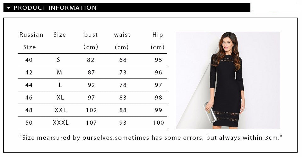 Online discount shop Australia - Kaige.Nina New Women's Brief Pure Color Style 7 Minutes Of Sleeve Hollow-out Decorative Straight Knee-length Autumn Dress 1606