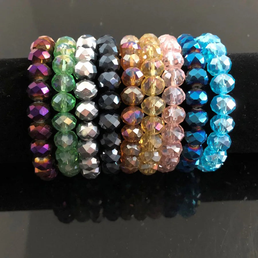 Handmade Women's Rhinestone Glass Crystal Beaded Round Beads Stretch Bracelet Femme Bangle Bracelets Girl Wrap Jewelry-Dollar Bargains Online Shopping Australia