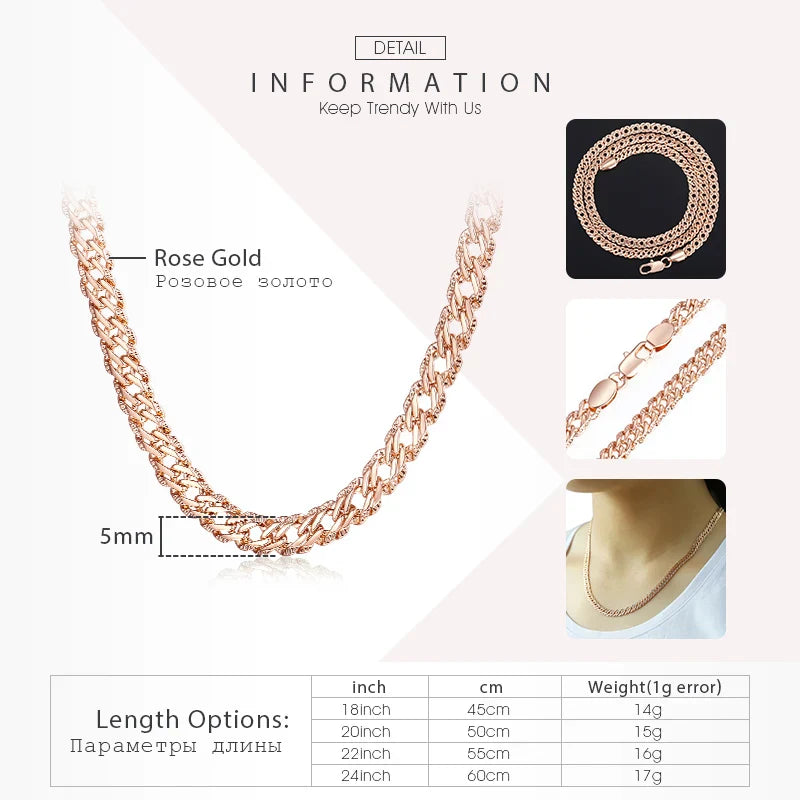 Necklaces for Women Men 585 Rose Gold Color Curb Link Chain Necklace-Dollar Bargains Online Shopping Australia