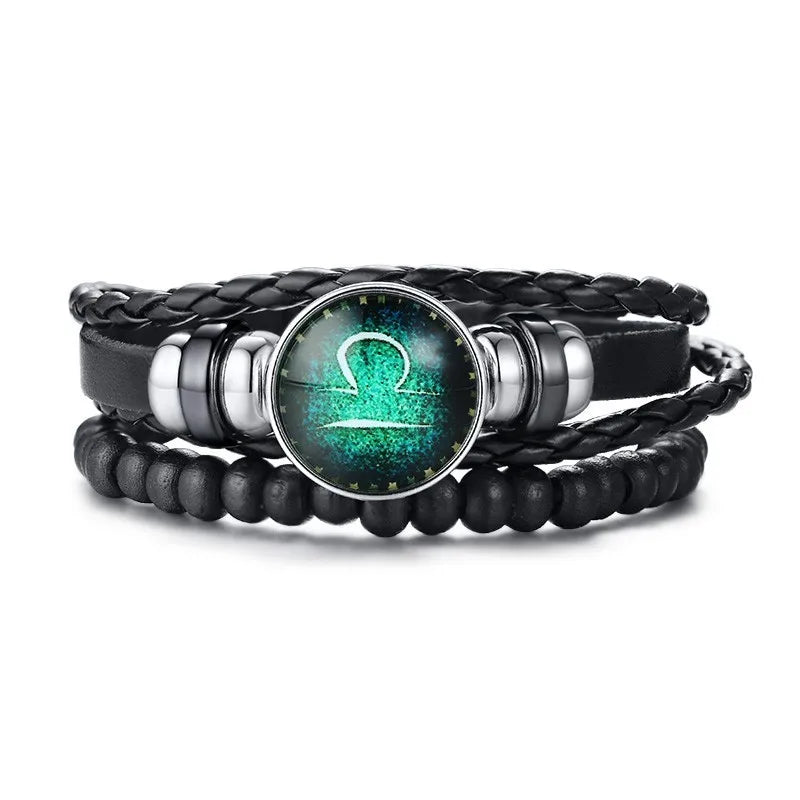 12 Horoscope Multi-layer Leather Rope Bracelets for Men Women Gifts Vintage-Dollar Bargains Online Shopping Australia