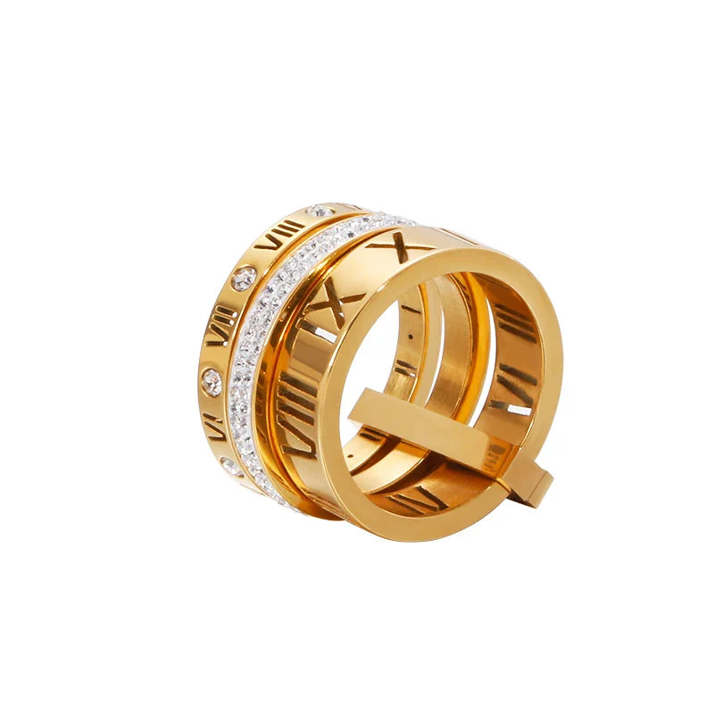 Roman Numerals Engagement Wedding Rings For Women Stainless Steel S Rose Gold Color Ladies Luxury Ring Bohemian Jewellery-Dollar Bargains Online Shopping Australia