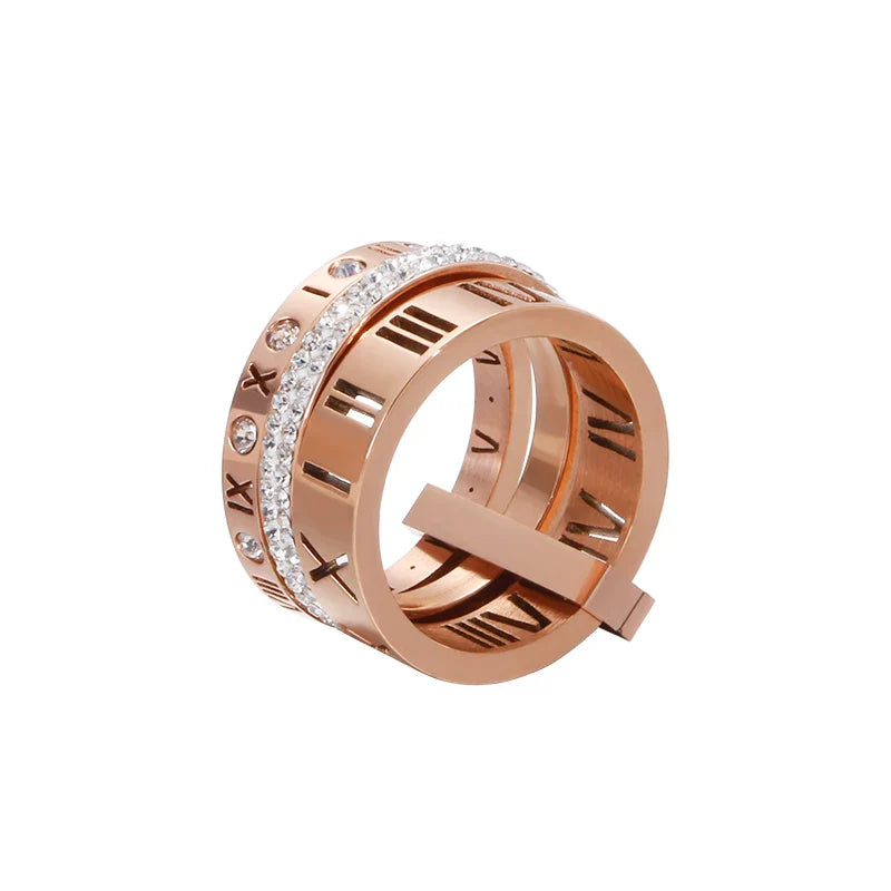 Roman Numerals Engagement Wedding Rings For Women Stainless Steel S Rose Gold Color Ladies Luxury Ring Bohemian Jewellery-Dollar Bargains Online Shopping Australia