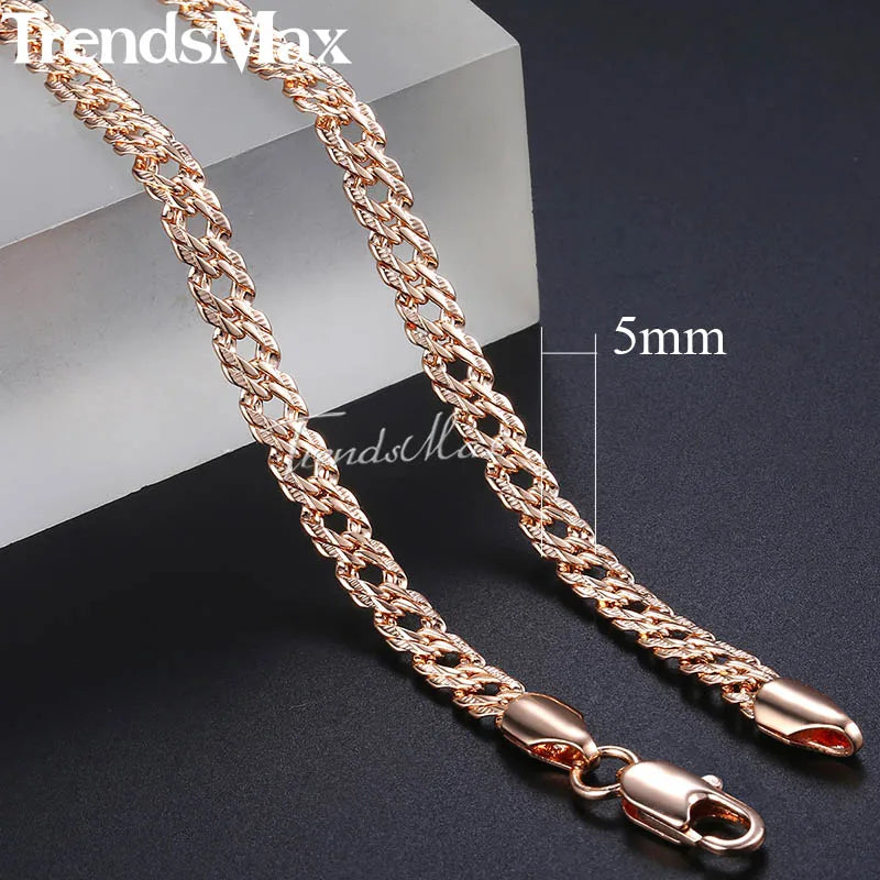 Necklaces for Women Men 585 Rose Gold Color Curb Link Chain Necklace-Dollar Bargains Online Shopping Australia