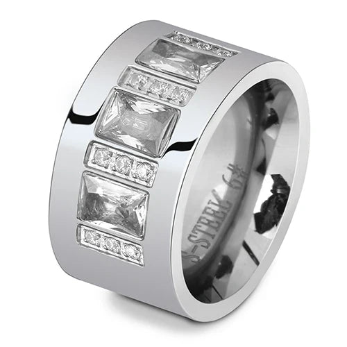 Women Crystal Rings Stainless Steel Wedding Rings For Women Party Jewelry-Dollar Bargains Online Shopping Australia