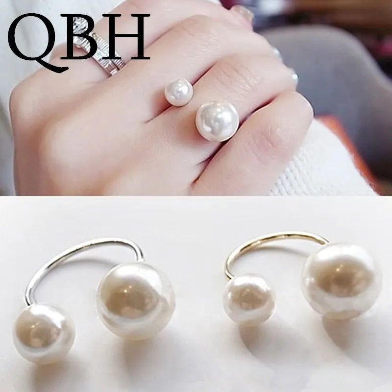 Simulated Pearl Adjustable Open Rings for Women Wedding Jewelry Girls Bijoux Finger-Dollar Bargains Online Shopping Australia