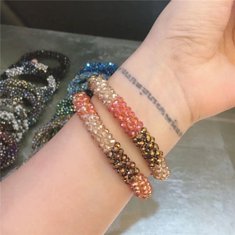 Boho Crystal Elastic Bracelets Bangles For Women Kristal Vintage Stretch Bohemian Hair Band Femme Multi-function Jewelry-Dollar Bargains Online Shopping Australia