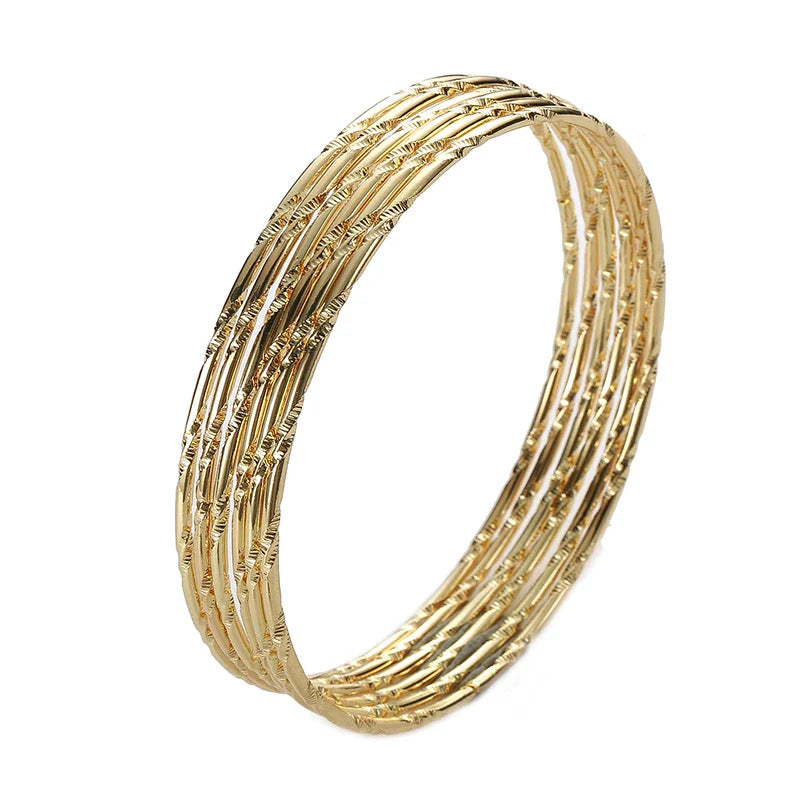 6PC/SET Fashion Gold Plated Silver Color Bangles Bracelets For Women 68mm Big Circle Wire Indian Bangle Jewelry Gifts-Dollar Bargains Online Shopping Australia