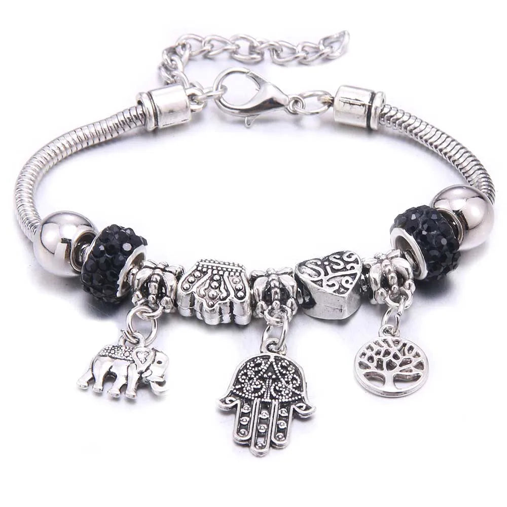 Charm Bracelet & Bangles Jewelry white butterfly Crown Beads Bracelets Brands Bracelets Fit Women Girl Friendship Gift-Dollar Bargains Online Shopping Australia