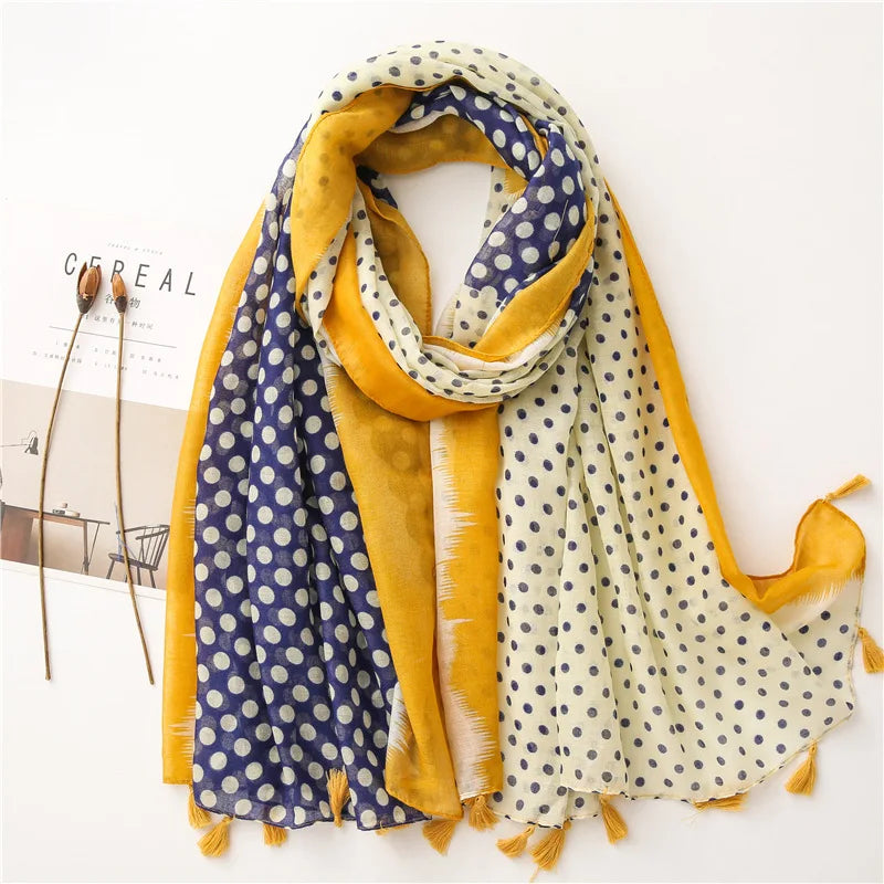 Polka Floral Fringe Viscose Shawl Scarf Lady High Quality Wrap Headband Muslim Hijab-Dollar Bargains Online Shopping Australia