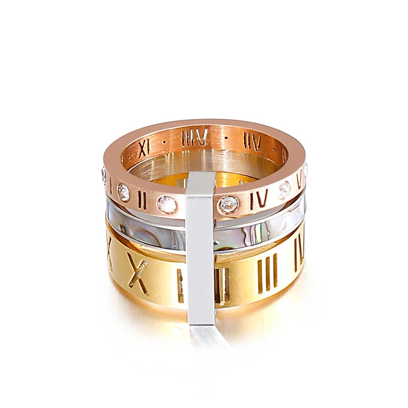 Roman Numerals Engagement Wedding Rings For Women Stainless Steel S Rose Gold Color Ladies Luxury Ring Bohemian Jewellery-Dollar Bargains Online Shopping Australia