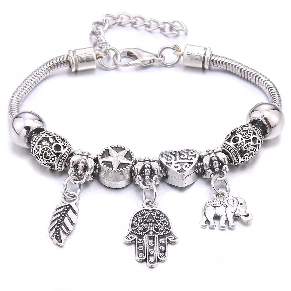 Charm Bracelet & Bangles Jewelry white butterfly Crown Beads Bracelets Brands Bracelets Fit Women Girl Friendship Gift-Dollar Bargains Online Shopping Australia