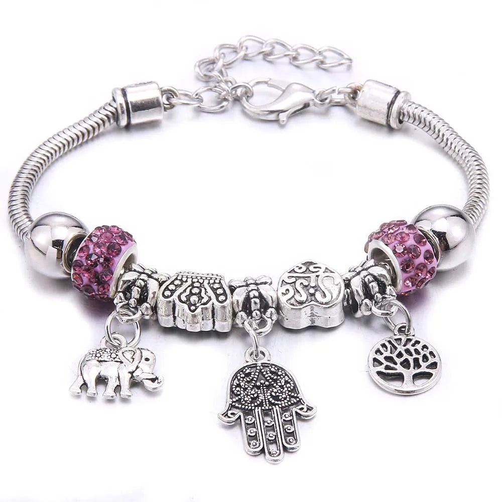 Charm Bracelet & Bangles Jewelry white butterfly Crown Beads Bracelets Brands Bracelets Fit Women Girl Friendship Gift-Dollar Bargains Online Shopping Australia