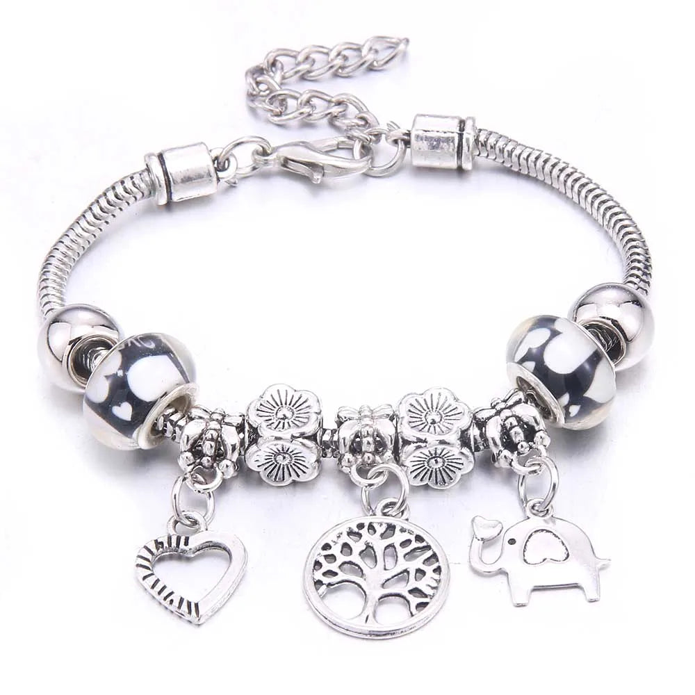 dragonfly owl Shape Crystal Charm Bracelets Beads Bracelet Women DIY Beads Brand Bracelets & Bangles Jewelry Gift-Dollar Bargains Online Shopping Australia