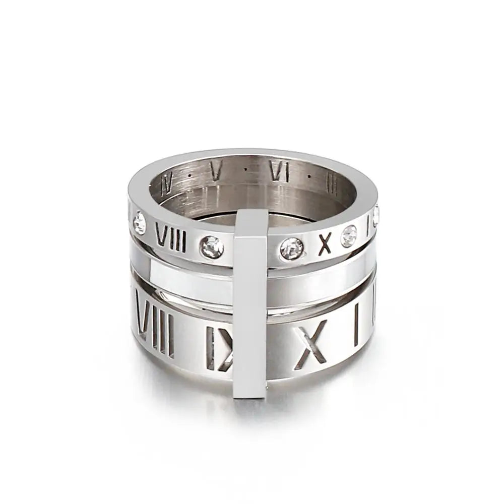 Roman Numerals Engagement Wedding Rings For Women Stainless Steel S Rose Gold Color Ladies Luxury Ring Bohemian Jewellery-Dollar Bargains Online Shopping Australia