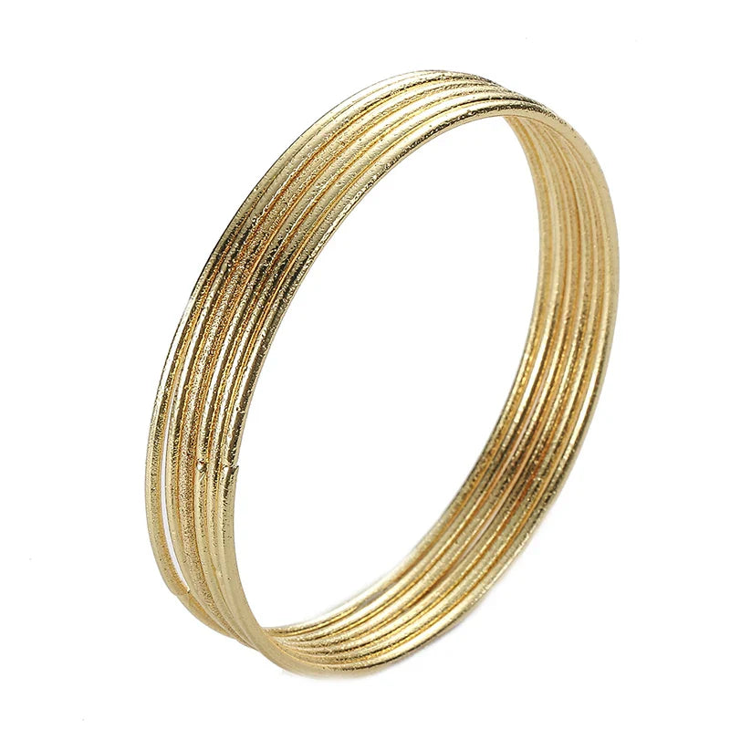 6PC/SET Fashion Gold Plated Silver Color Bangles Bracelets For Women 68mm Big Circle Wire Indian Bangle Jewelry Gifts-Dollar Bargains Online Shopping Australia