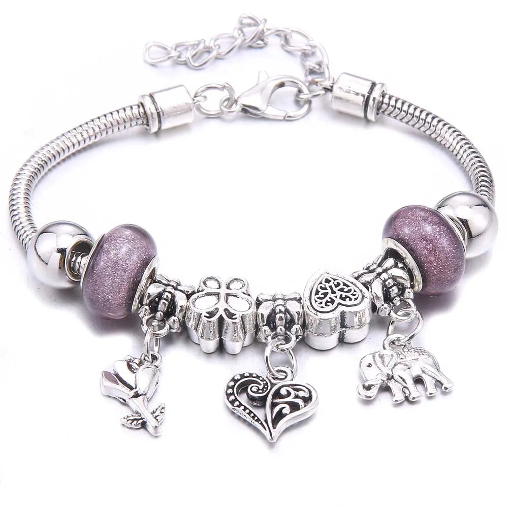 Charm Bracelet & Bangles Jewelry white butterfly Crown Beads Bracelets Brands Bracelets Fit Women Girl Friendship Gift-Dollar Bargains Online Shopping Australia