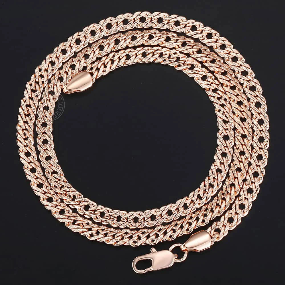 Necklaces for Women Men 585 Rose Gold Color Curb Link Chain Necklace-Dollar Bargains Online Shopping Australia