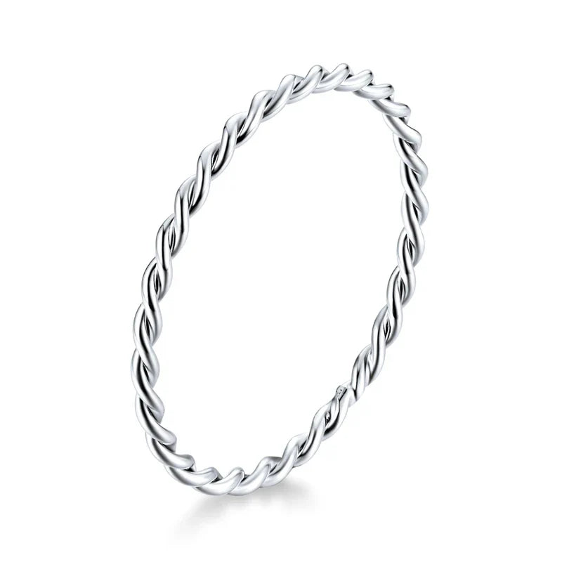 Sterling Silver Braided Texture Twisted Eternity Band Stackable Rings Fine Jewelry-Dollar Bargains Online Shopping Australia