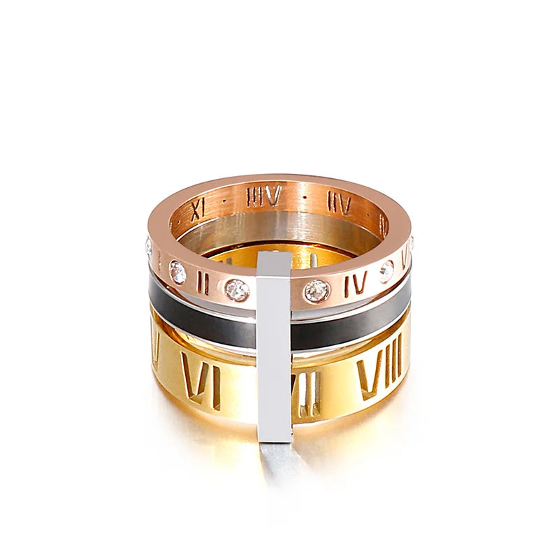 Roman Numerals Engagement Wedding Rings For Women Stainless Steel S Rose Gold Color Ladies Luxury Ring Bohemian Jewellery-Dollar Bargains Online Shopping Australia