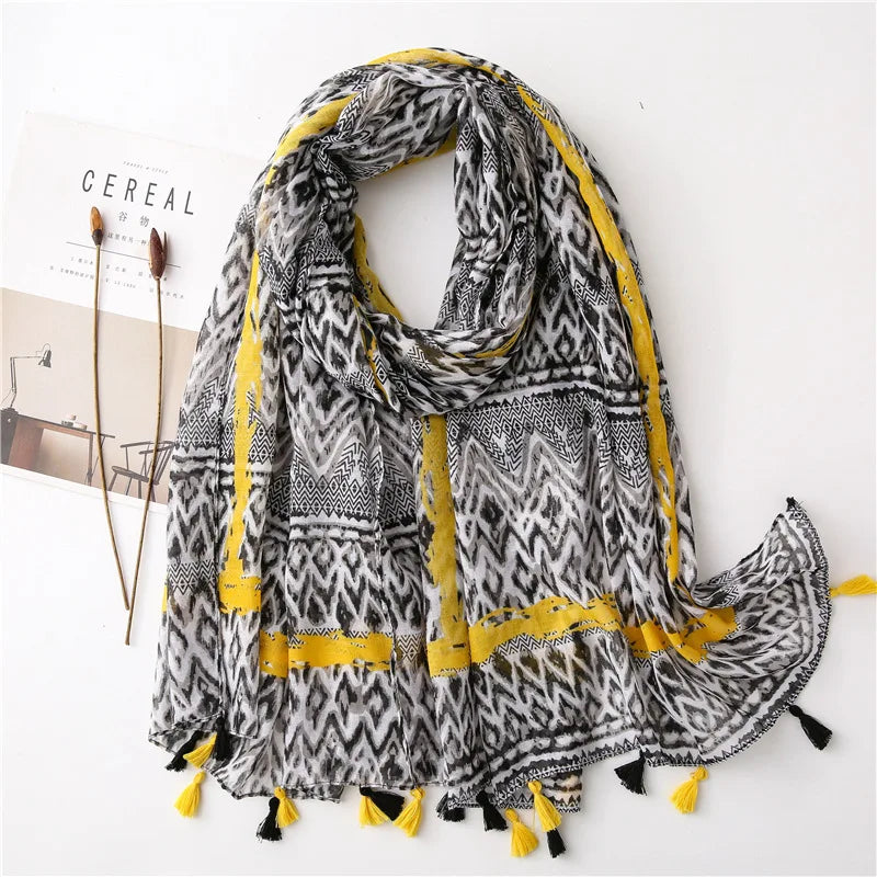 Polka Floral Fringe Viscose Shawl Scarf Lady High Quality Wrap Headband Muslim Hijab-Dollar Bargains Online Shopping Australia