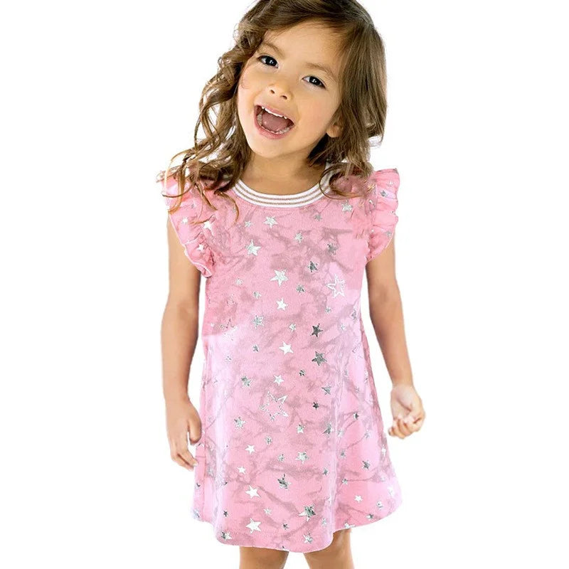 Hearts Print Girls Dresses Summer Sleeveless Princess Baby Party Dress Clothing Kids Costume Cartoon Frocks-Dollar Bargains Online Shopping Australia