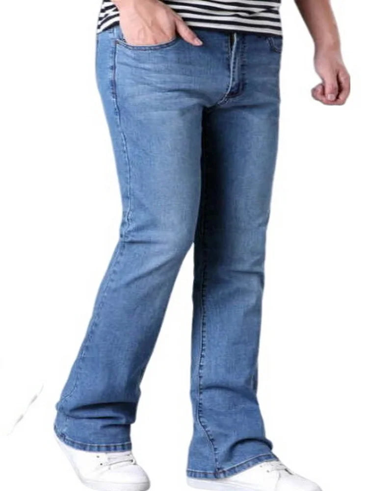 Men's Retro Flare Jeans Pants, Bell Bottom, Loose, Classic, Comfortable, Boot Cut Denim Trousers-Dollar Bargains Online Shopping Australia