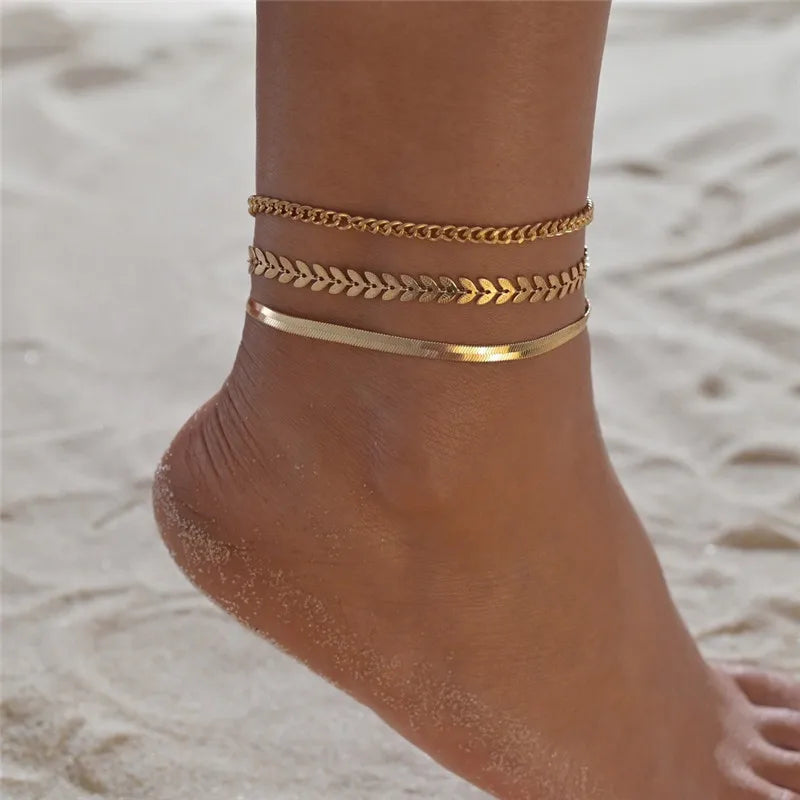 Fashion Colorful Crystal Beads Anklets for Women Boho Gold Color Chain Ankle Bracelet Leg Bracelet Ocean Beach Foot Jewelry-Dollar Bargains Online Shopping Australia