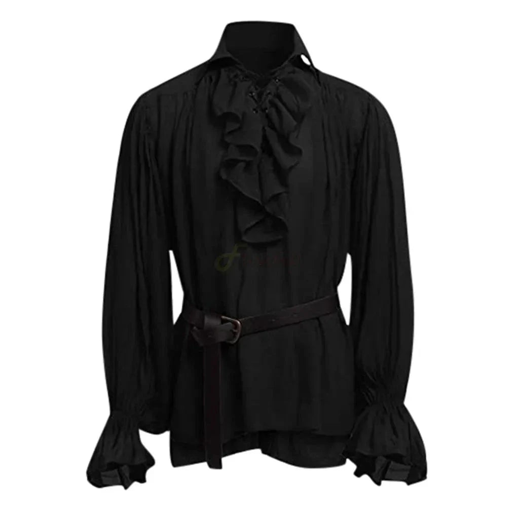 Medieval Adults Halloween Costumes Autumn Casual Shirts Steampunk Cosplay Bandage Long Sleeve Ruffled Shirt Gothic Blouse Tops-Dollar Bargains Online Shopping Australia