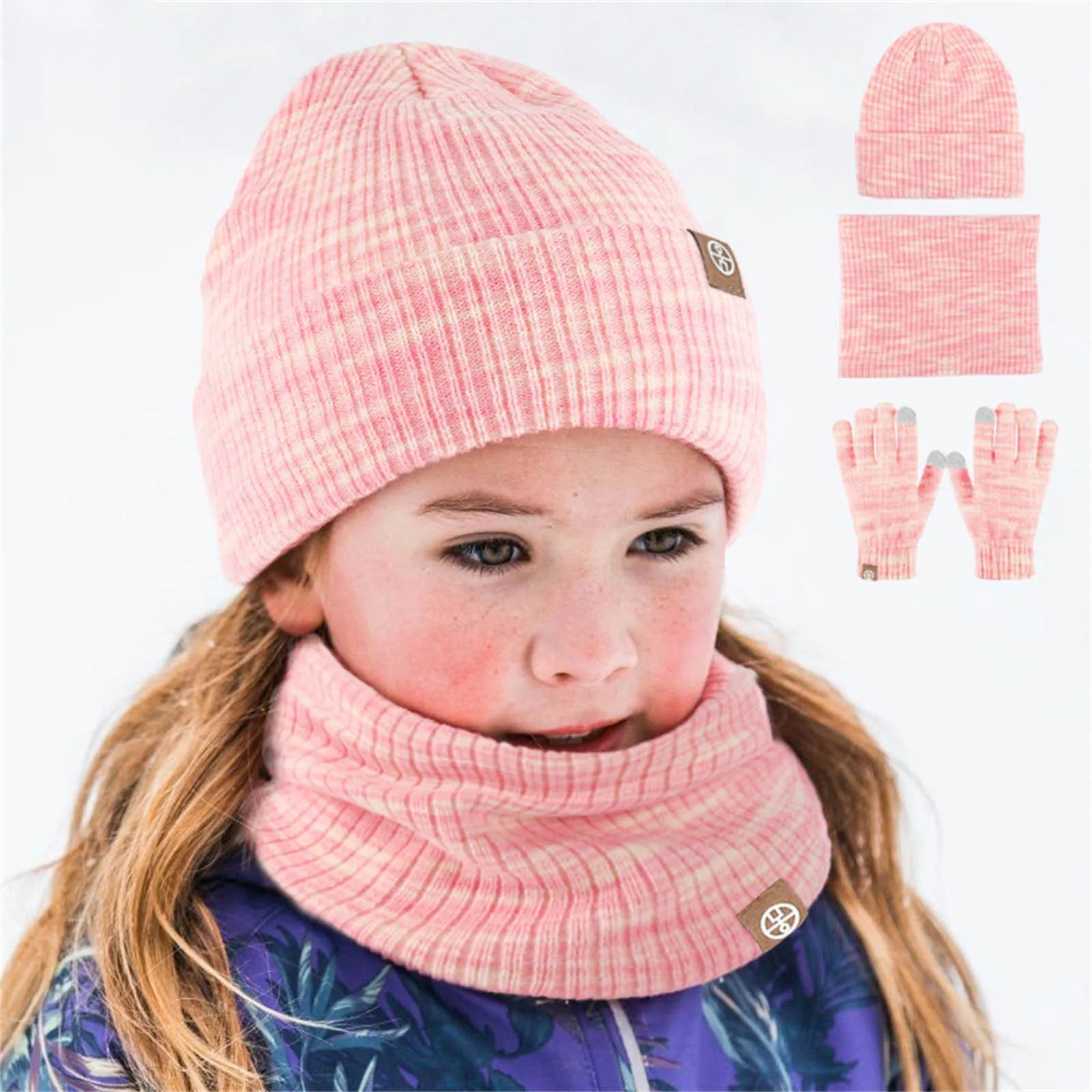 Hats For Babies Kids Winter Hat Gloves Scarf Set Girls Boys Toddler Children Hats With Pom Knit Neck Warmer Gaiter Mittens-Dollar Bargains Online Shopping Australia