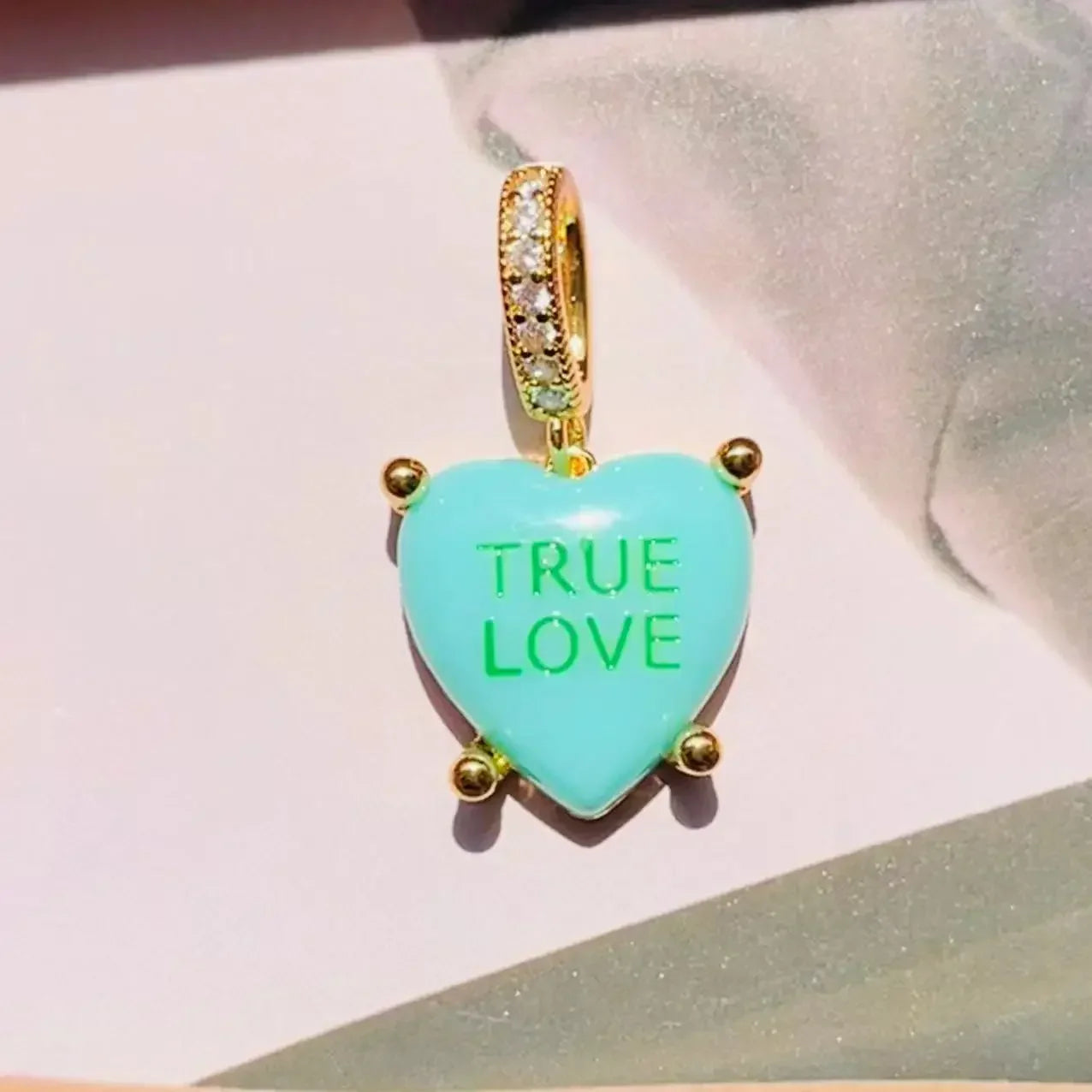 Colorful Heart Pendant Trendy English Words Resin Love Heart Zircon Charm Clavicle Chains Necklace for Women Y2K Fashion Jewelry-Dollar Bargains Online Shopping Australia