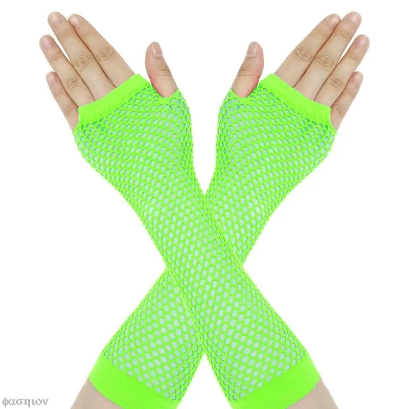 Women Fingerless Fishnet Neon Gloves Colorful Net Mesh Long Gloves For Girls Sexy Beautiful Arm Warmer Summer 80s Party Costume-Dollar Bargains Online Shopping Australia