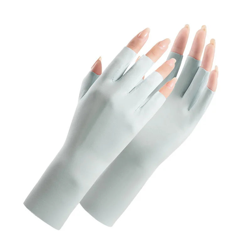 Summer Ice Silk Half Fingers Gloves Women Breathable Thin Fingerless Gloves Outdoor Riding Driving Gloves Sunscreen Mittens-Dollar Bargains Online Shopping Australia