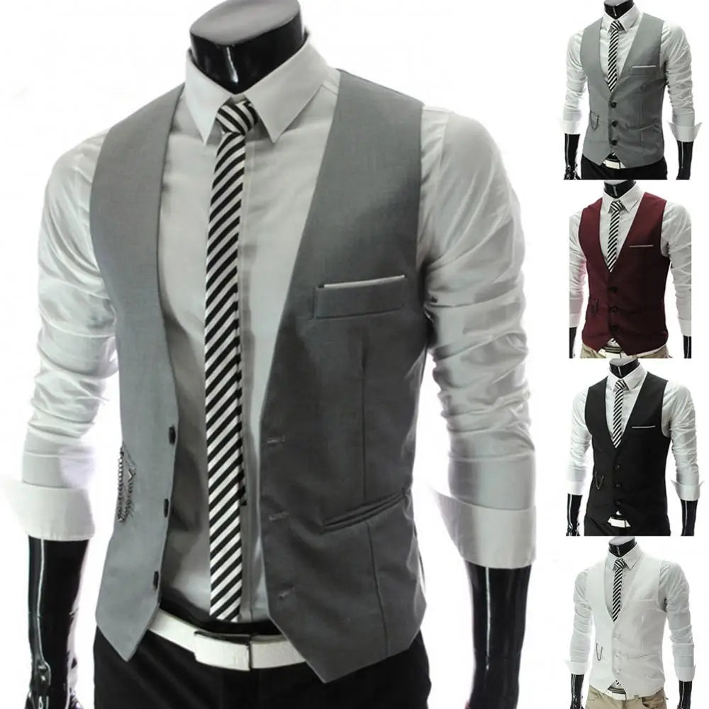 Men Blazer Waistcoat Casual Classic Suit Vest Business Formal Dress Sleeveless Jacket Vest Wedding Groom Attendant Suits Vest