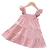 Casual Baby Kid Girl Infant Sleeveless Ruffles Princess Dress Cute Solid Color Korean Kids Clothes