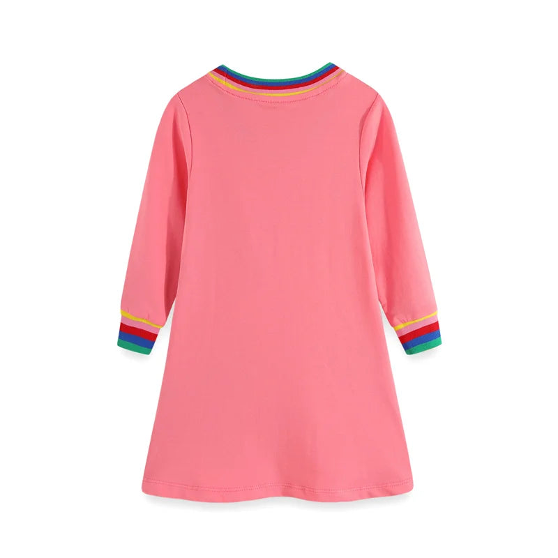 Children's School Dresses With Pockets Pen Embroidery Long Sleeve Autumn Kids Preppy Style Dress-Dollar Bargains Online Shopping Australia