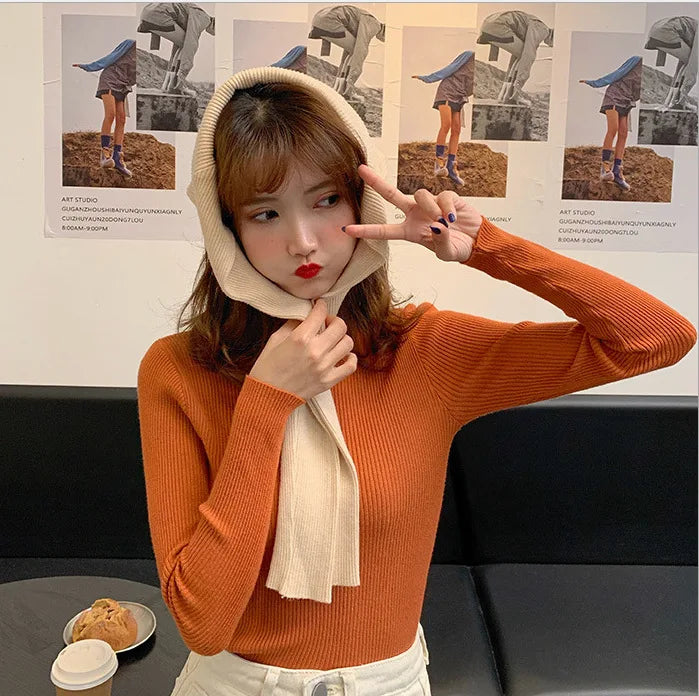 Sweater Top Women Ribbed Soft Mock Neck Elastic Pullover Warm Solid Color Slim Jumper-Dollar Bargains Online Shopping Australia