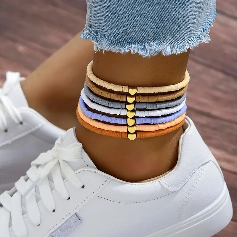 7 Women's Feet Chains Simple and Colorful Random Soft Ceramic Love Feet Chains Beach Party Layered Bohemian-Dollar Bargains Online Shopping Australia