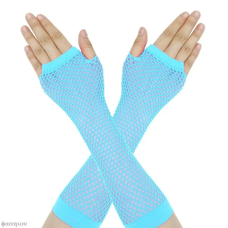 Women Fingerless Fishnet Neon Gloves Colorful Net Mesh Long Gloves For Girls Sexy Beautiful Arm Warmer Summer 80s Party Costume-Dollar Bargains Online Shopping Australia