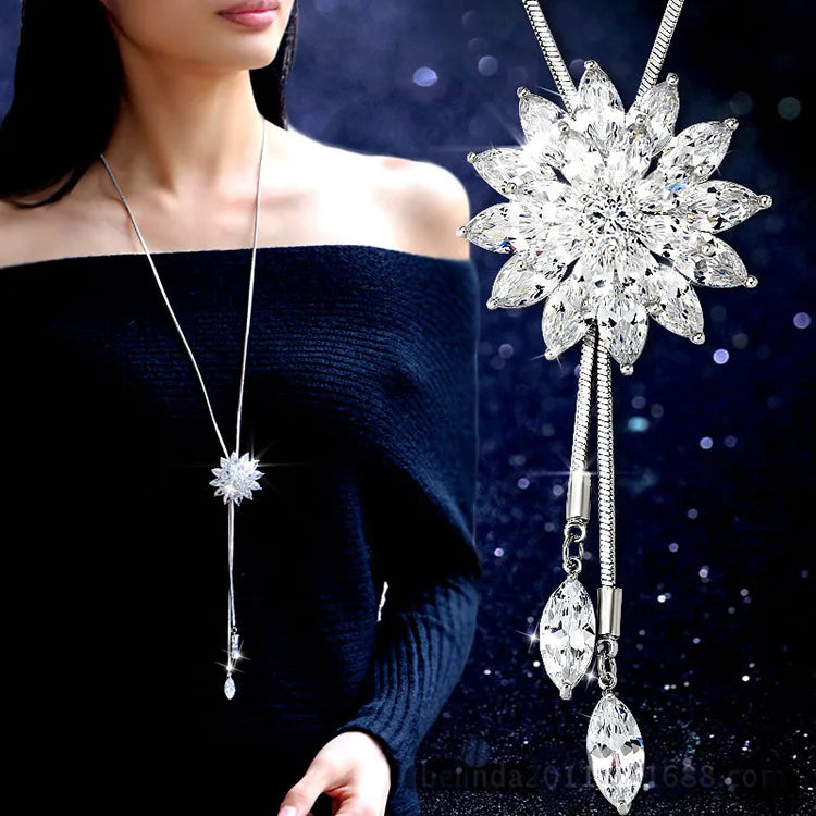 Long Necklaces & Pendants Fashion Geometric Crystal Statement Necklace For Women Collier Femme Pearl Choker-Dollar Bargains Online Shopping Australia