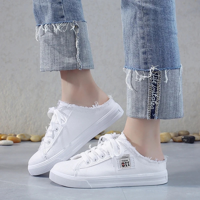 Women Canvas Shoes flat sneakers women casual shoes low upper lace up white shoes