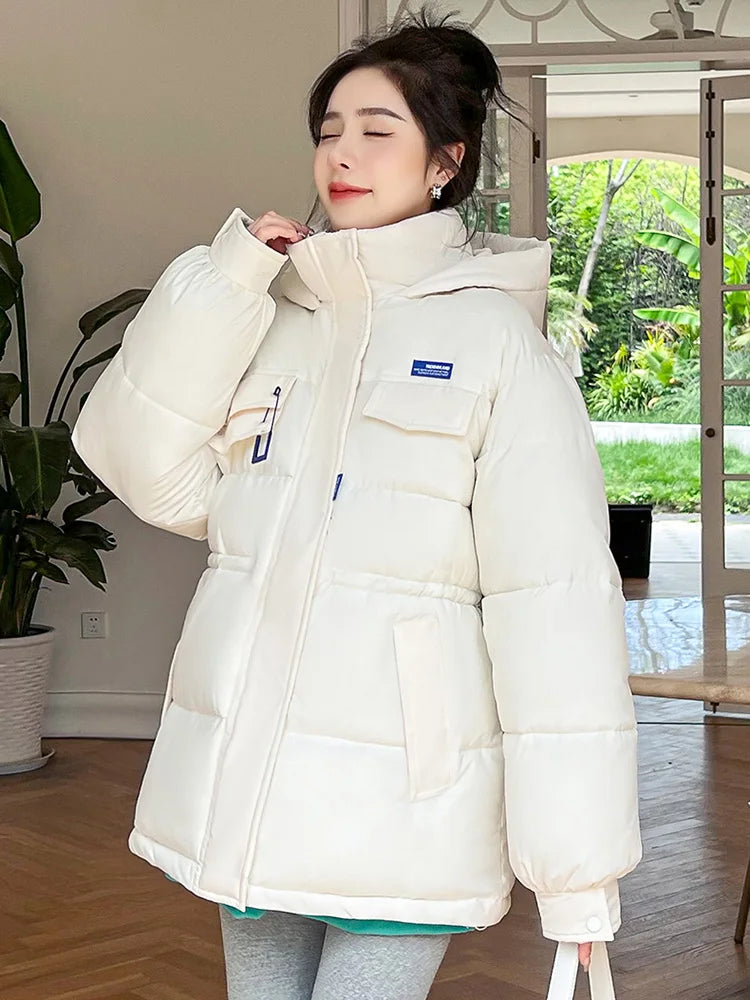 Women Oversized Parkas Jackets Casual Thick Warm Hooded Pattern Coat Female Winter Outwear Sports Jacket parkas
