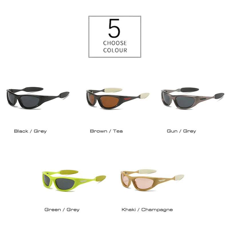 Y2K Cat Eye Men Polarized Sport Sunglasses Shades UV400 Fashion Punk Goggles Luxury Women Driving Sun Glasses