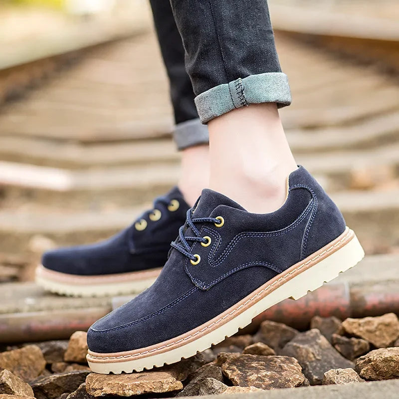 Outdoor Men Working Shoes Brown Suede Casual Shoes British Style Business Man Shoe Classic Vintage Male Shoes Thick Sole Sneaker-Dollar Bargains Online Shopping Australia