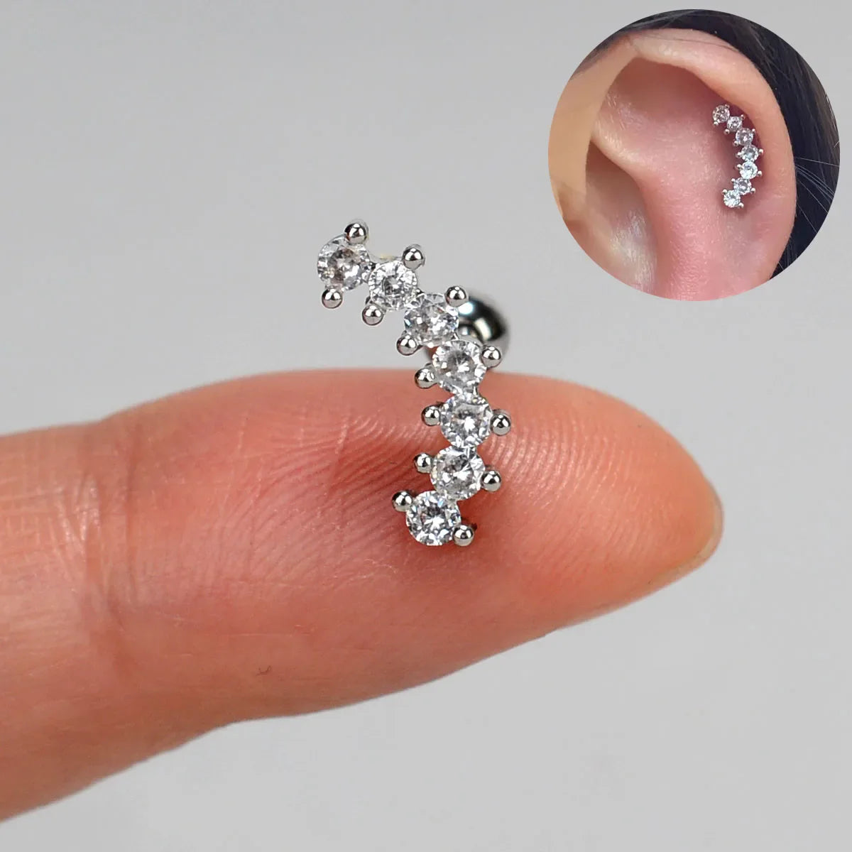 Flower Leaf Tragus Helix Piercing Studs Earrings Women Mini Crystal CZ Stainless Steel-Dollar Bargains Online Shopping Australia