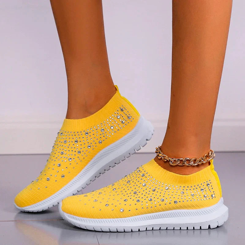 Crystal Breathable Mesh Sneaker Shoes for Women Comfortable Soft Bottom Flats Plus Non Slip-Dollar Bargains Online Shopping Australia