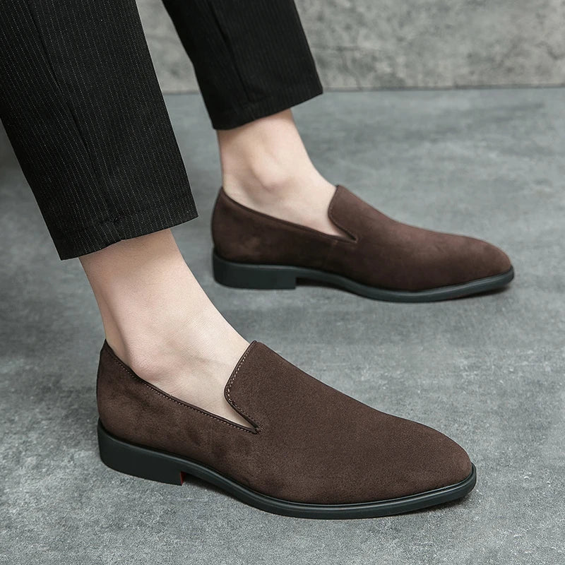 luxury designer suede leather shoes Business Office Dress shoes for man Brown nightclub Party Loafers man-Dollar Bargains Online Shopping Australia