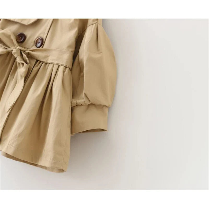 Trench Coat For Girl Children's Spring Cute Long Jacket Kids Khaki Casual Outerwear Baby Khaki Fashion Windbreaker-Dollar Bargains Online Shopping Australia